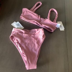NWT  L*Space Pointelle Rib Lee Lee bikini top & bottom, small